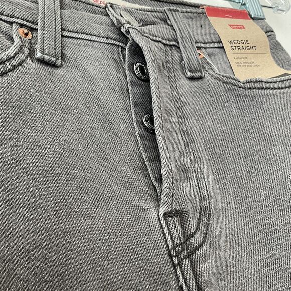 Levi’s Jeans Charcoal Button Fly High Rise Wedgie Straight 24 - Picture 4 of 12